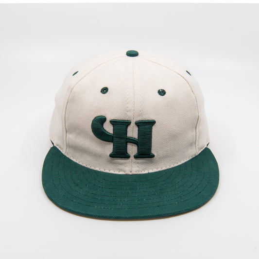 "H" 6 Panel Cap - Oatmeal / Spruce