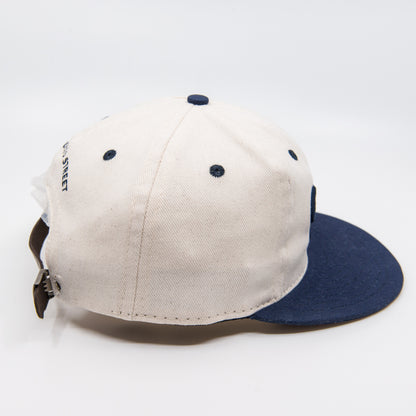 "H" 6 Panel Cap - Oatmeal / Ocean Blue